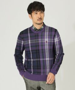 【家庭洗濯可能】「TARTAN’s」ジャカードクルーネックニット