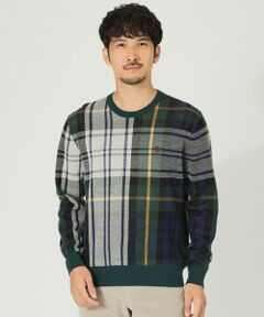 【家庭洗濯可能】「TARTAN’s」ジャカードクルーネックニット