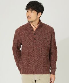 「HAWICK」ハイネックボタンアップニット