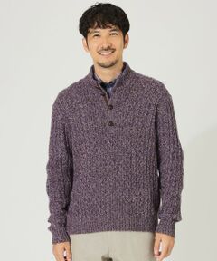 「HAWICK」ハイネックボタンアップニット