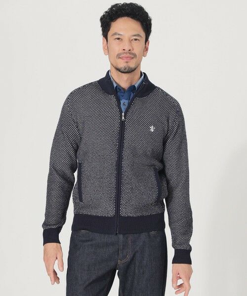 THE SCOTCH HOUSE / ザ・スコッチハウス その他トップス | ギマコットンミックスカノコジップアップニット(ダークネイビー)