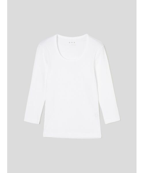 three dots / スリードッツ Tシャツ | Organic cotton knit 3/4sleeve jessica（white）