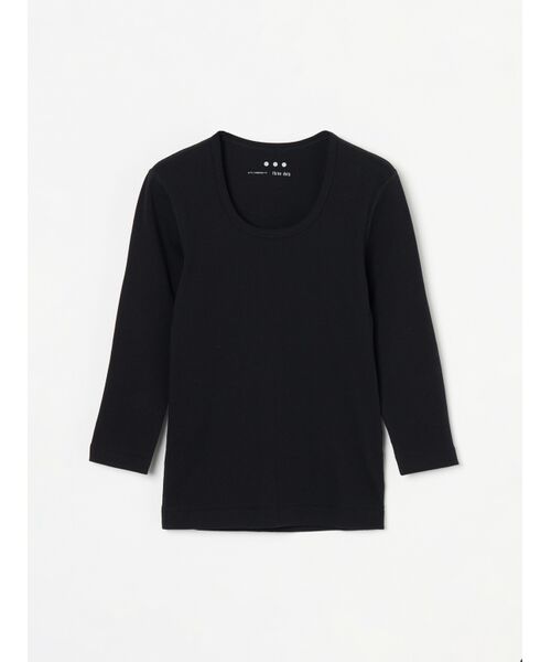 three dots / スリードッツ Tシャツ | Organic cotton knit 3/4sleeve jessica（black）