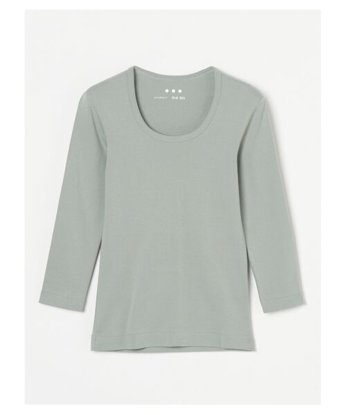 three dots / スリードッツ Tシャツ | Organic cotton knit 3/4sleeve jessica（steel grey）