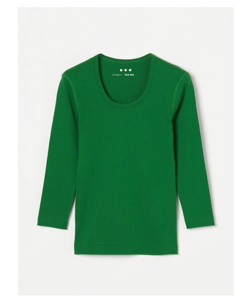 three dots / スリードッツ Tシャツ | Organic cotton knit 3/4sleeve jessica（club green）