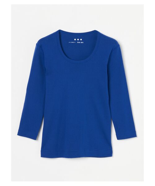 three dots / スリードッツ Tシャツ | Organic cotton knit 3/4sleeve jessica（marine blue）