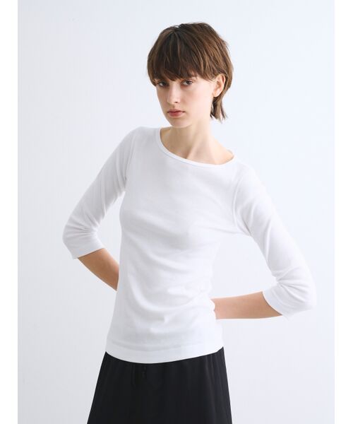 three dots / スリードッツ Tシャツ | Organic cotton knit 3/4 british T ginger | 詳細6