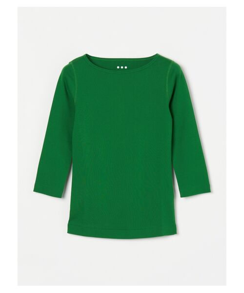 three dots / スリードッツ Tシャツ | Organic cotton knit 3/4 british T ginger（club green）