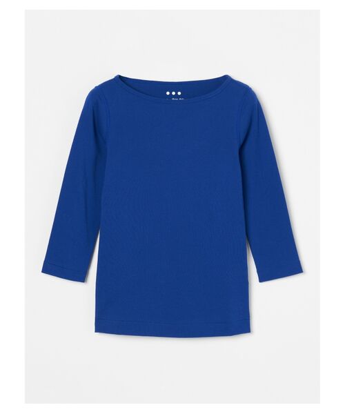 three dots / スリードッツ Tシャツ | Organic cotton knit 3/4 british T ginger（marine blue）