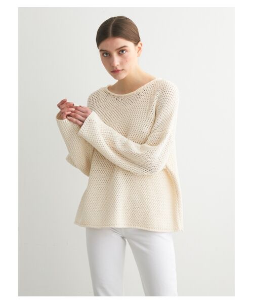 three dots / スリードッツ その他トップス | Basket mesh wide sleeve crew neck | 詳細7