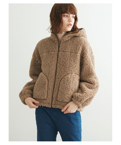 Eco fur fleece zip hoody