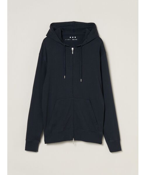 three dots / スリードッツ パーカー | Men's brushed rib double hoody(dark navy)