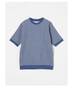 Men's fleece stripe s/s crewneck