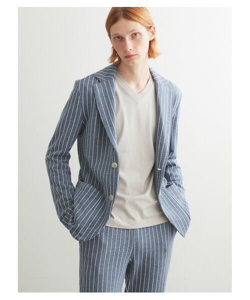 three dots / スリードッツ テーラードジャケット | Men's fleece stripe jacket | 詳細6