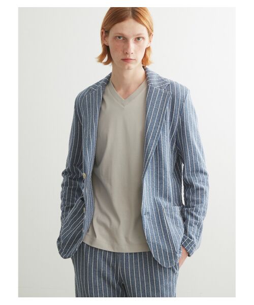 three dots / スリードッツ テーラードジャケット | Men's fleece stripe jacket | 詳細7