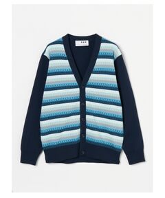 Men's 12G jacquard l/s v cardigan