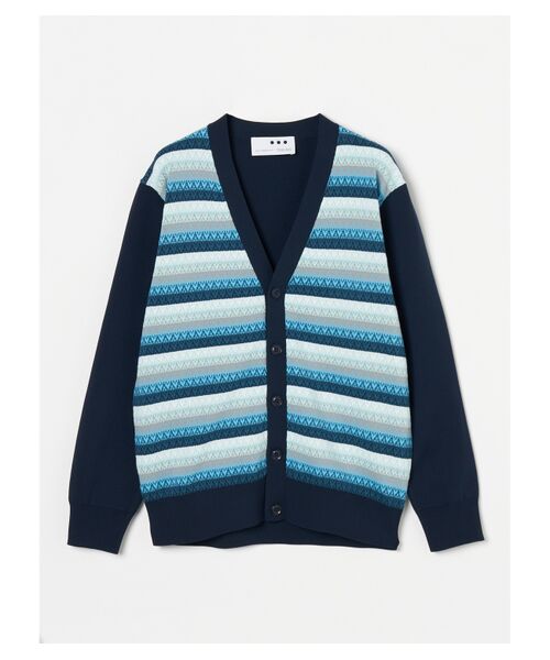 Men's 12G jacquard l/s v cardigan