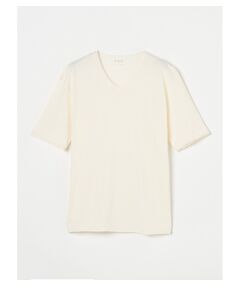 Men's light sanded cashmere touch roll v neck T