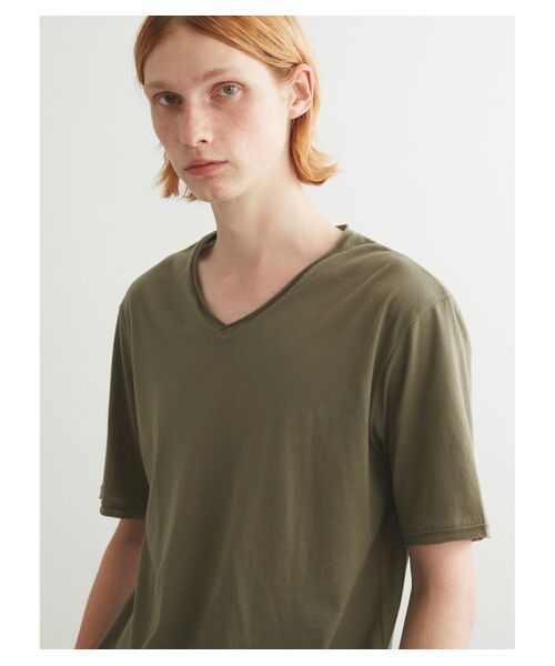 three dots / スリードッツ Tシャツ | Men's light sanded cashmere touch roll v neck T | 詳細7