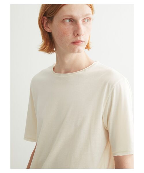 three dots / スリードッツ Tシャツ | Men's light sanded cashmere touch roll crew neck T | 詳細8