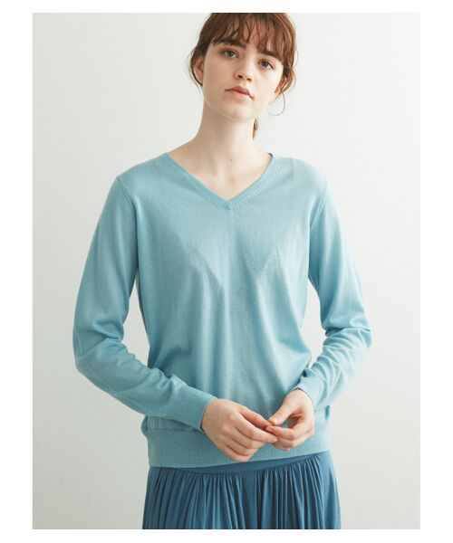 three dots / スリードッツ ニット・セーター | Super fine merino l/s v neck | 詳細6