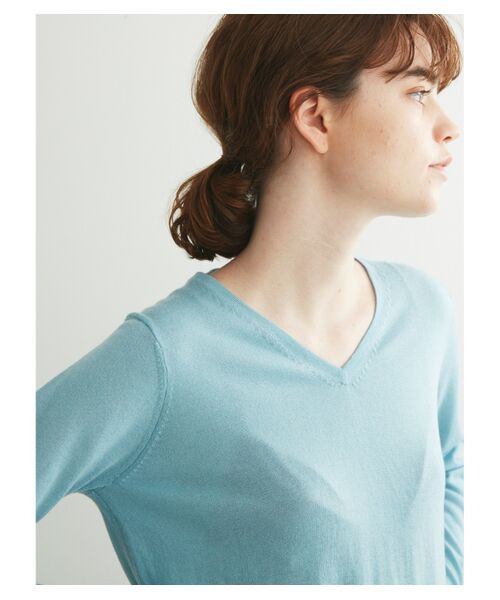 three dots / スリードッツ ニット・セーター | Super fine merino l/s v neck | 詳細7