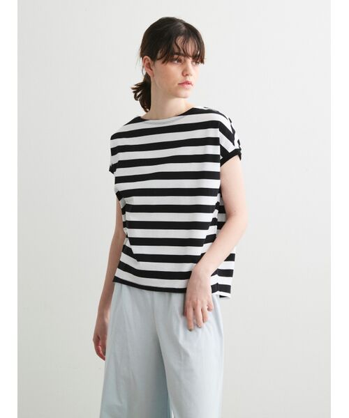 three dots / スリードッツ Tシャツ | Big stripe french sleeve tee | 詳細6