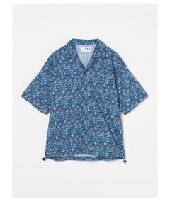 Unisex blue marble open collar shirts