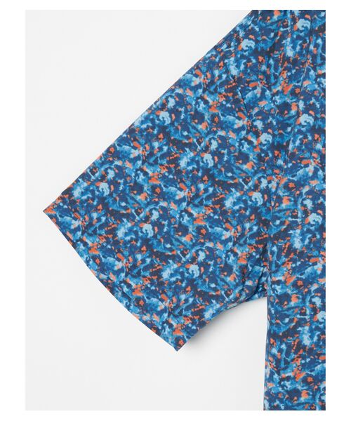 three dots / スリードッツ シャツ・ブラウス | Unisex blue marble open collar shirts | 詳細3