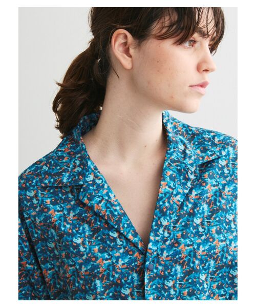 three dots / スリードッツ シャツ・ブラウス | Unisex blue marble open collar shirts | 詳細7