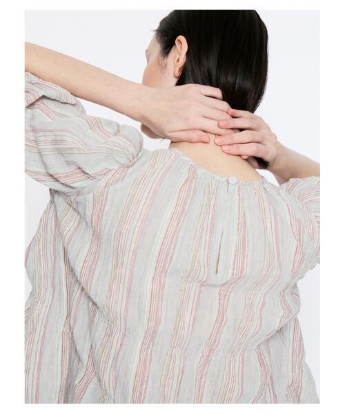 three dots / スリードッツ その他トップス | Stripe cotton shirling top | 詳細9