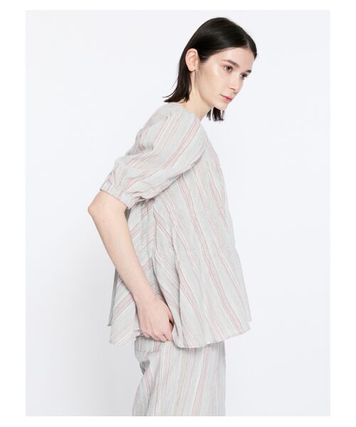 three dots / スリードッツ その他トップス | Stripe cotton shirling top | 詳細7