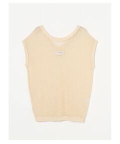 Cotton linen mesh s/s top