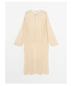 Cotton linen mesh l/s dress