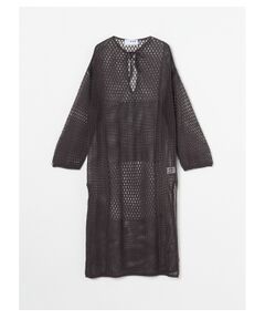 Cotton linen mesh l/s dress