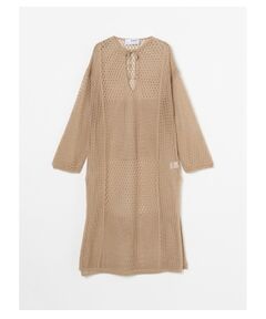 Cotton linen mesh l/s dress