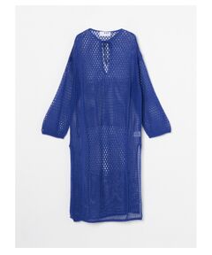 Cotton linen mesh l/s dress