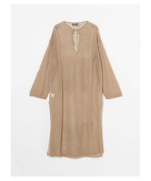 three dots / スリードッツ ドレス | Cotton linen mesh l/s dress | 詳細1