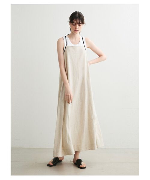 three dots / スリードッツ ドレス | Linen rayon apron dress | 詳細10