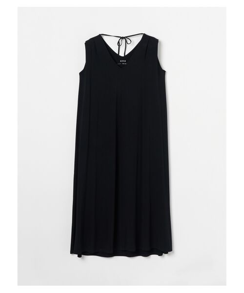 three dots / スリードッツ ドレス | Rayon jersey flair dress（black）
