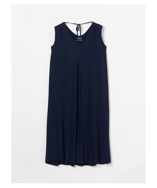 three dots / スリードッツ ドレス | Rayon jersey flair dress（navy）