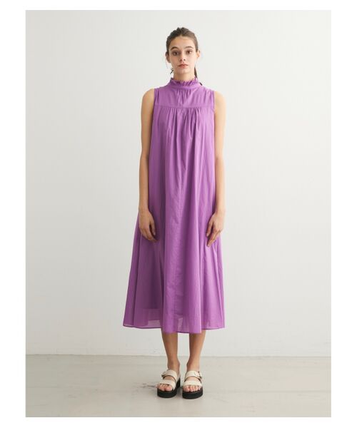 three dots / スリードッツ ドレス | Cotton loan ruffle neck dress | 詳細10