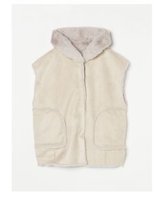 Double face fake fur hooded vest