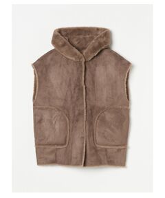 Double face fake fur hooded vest