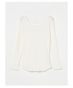 Pleats rib l/s open neck tee