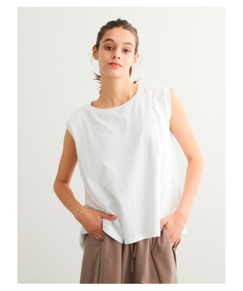 three dots / スリードッツ Tシャツ | Classy suvin sleeveless tuck tee | 詳細7