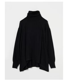 Moist rib turtle neck flair top