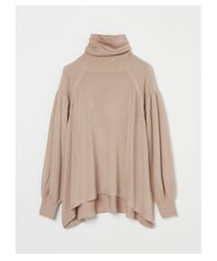 Moist rib turtle neck flair top