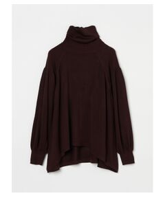 Moist rib turtle neck flair top