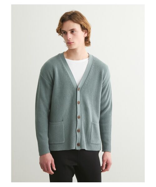 Men's cotton cashmere v neck cardigan